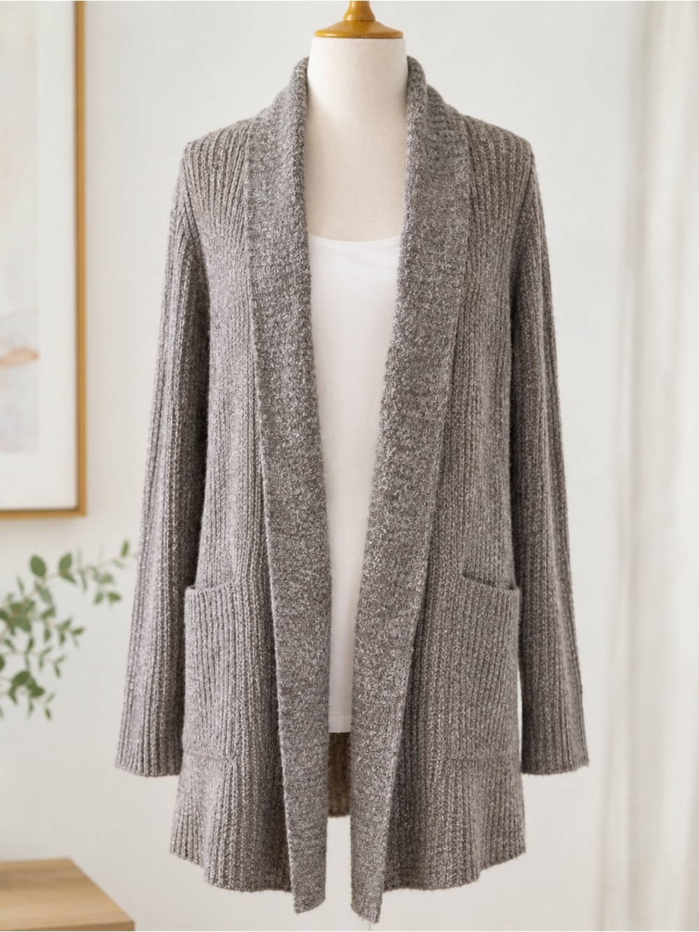 Barefoot Dreams CozyChic Lite Montecito Cardigan Gray Medium Style 494 - Picture 2 of 6